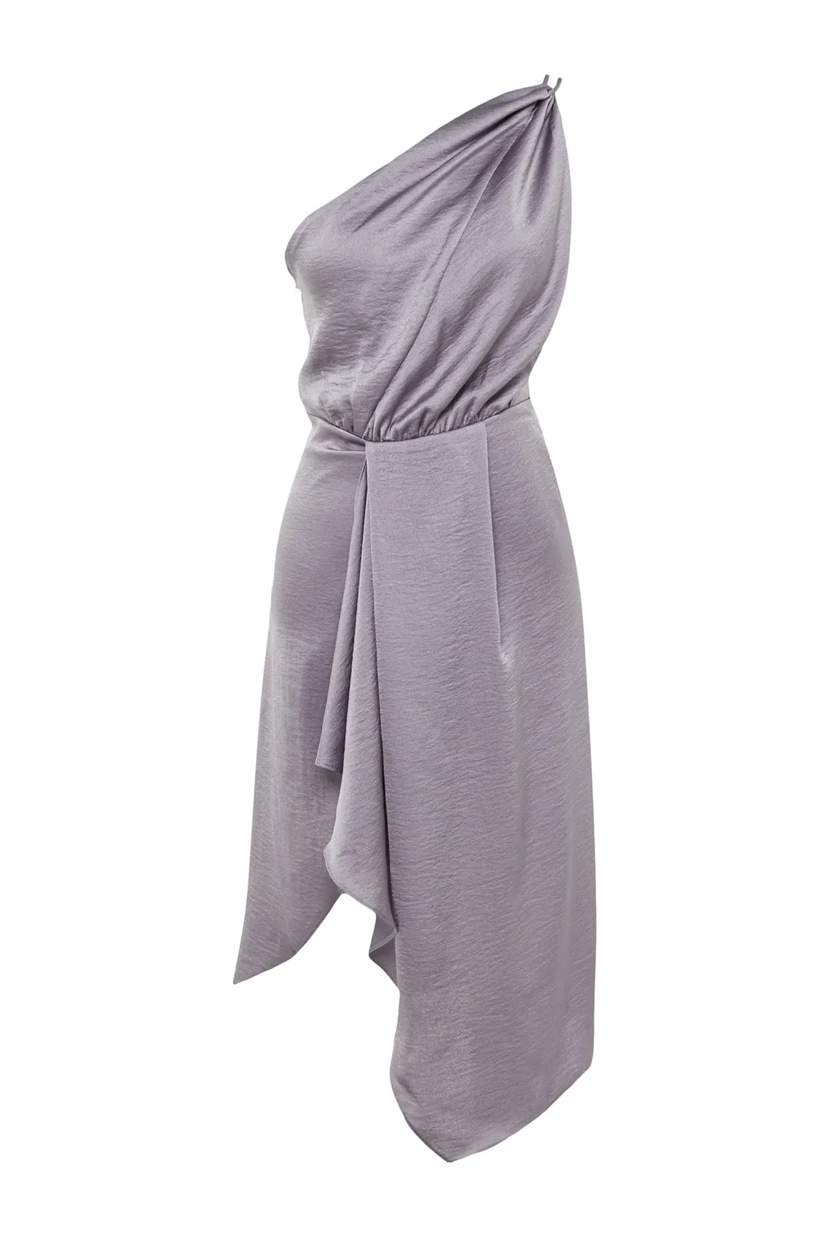 Trendyol Collection  Graues zweireihiges, gefüttertes Abendkleid aus gewebtem Satin TPRSS22EL0967