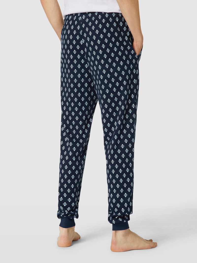 Pyjama-Hose mit Allover-Muster in dunkelblau