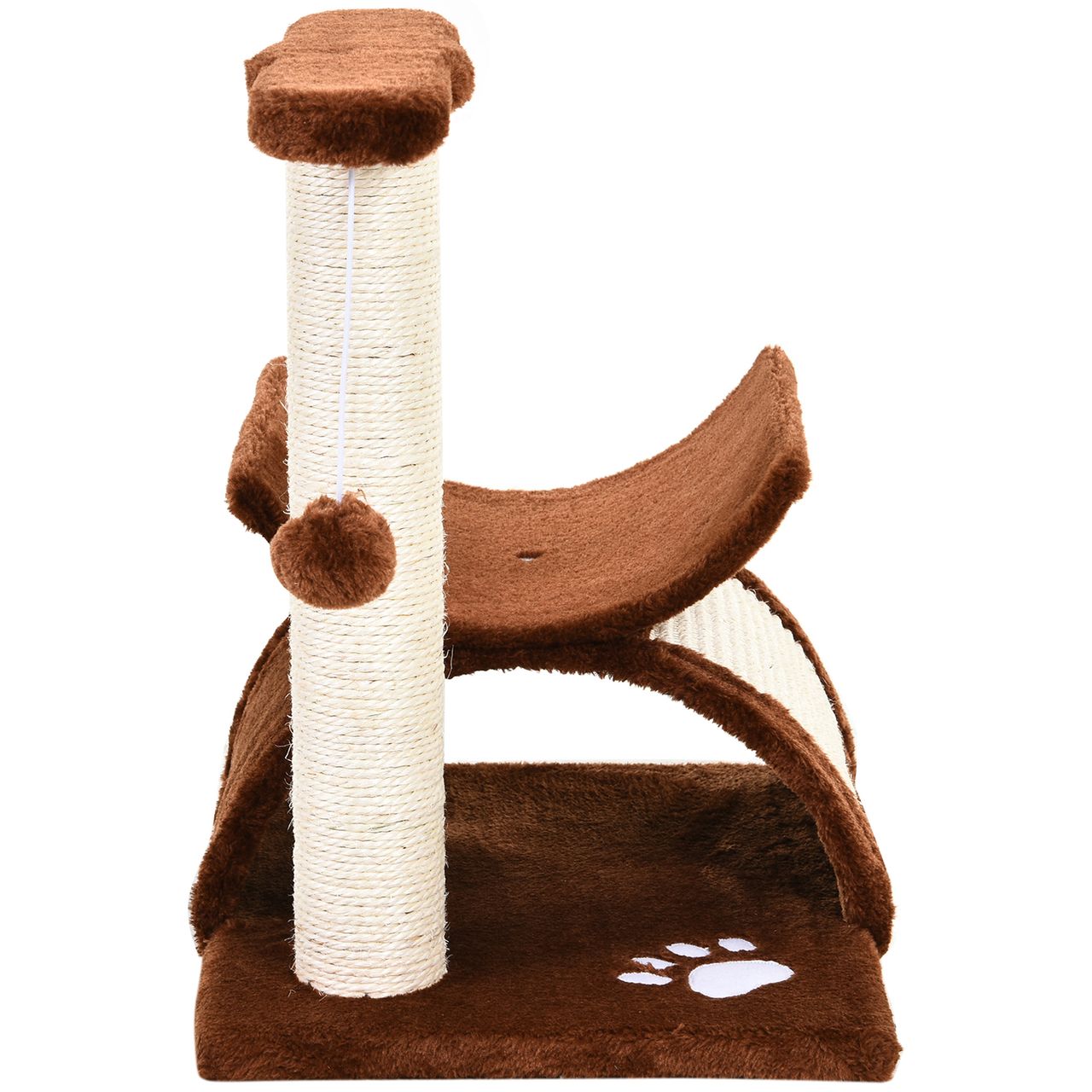 PawHut Katzenbaum Spielbaum Katzenkratzbaum Kratzbaum Katzen mit Ball Braun L40 x B30 x H43 cm