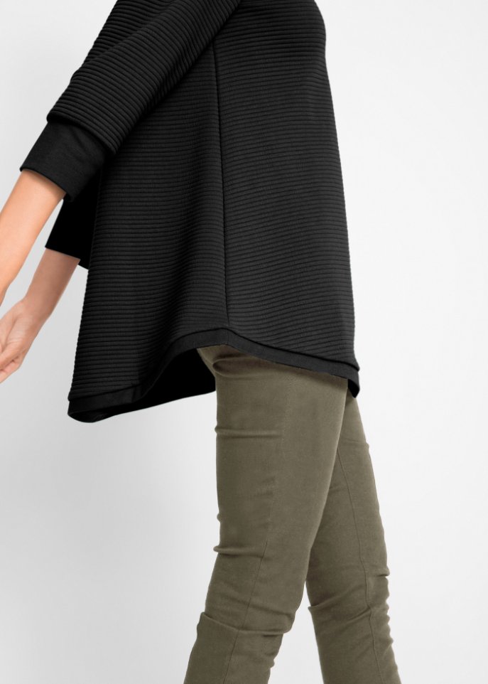 Langes Sweatshirt Tunika mit Struktur in A-Line, 3/4 Arm