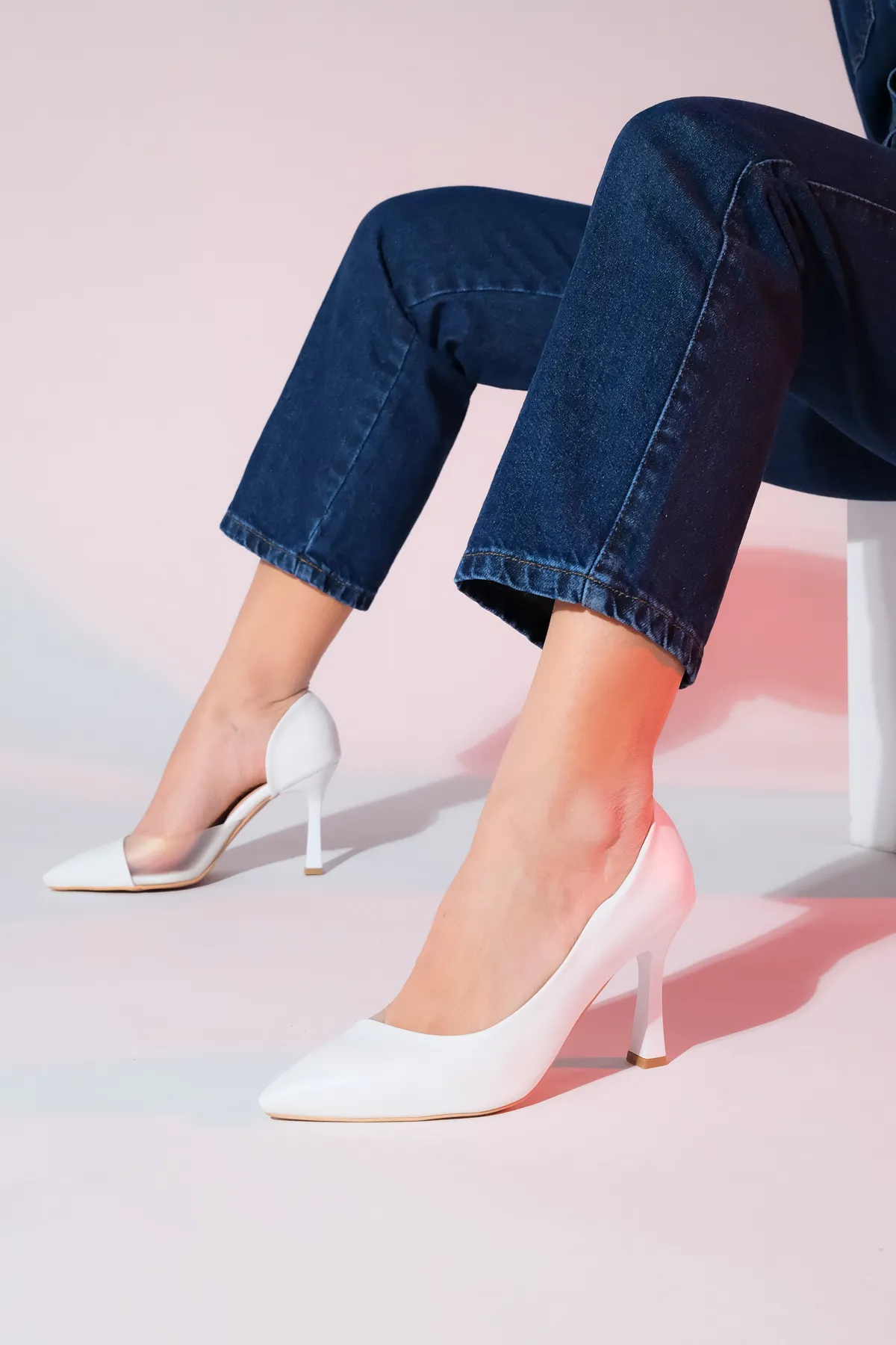 LuviShoes  653 Damenschuhe mit weißem Hautabsatz