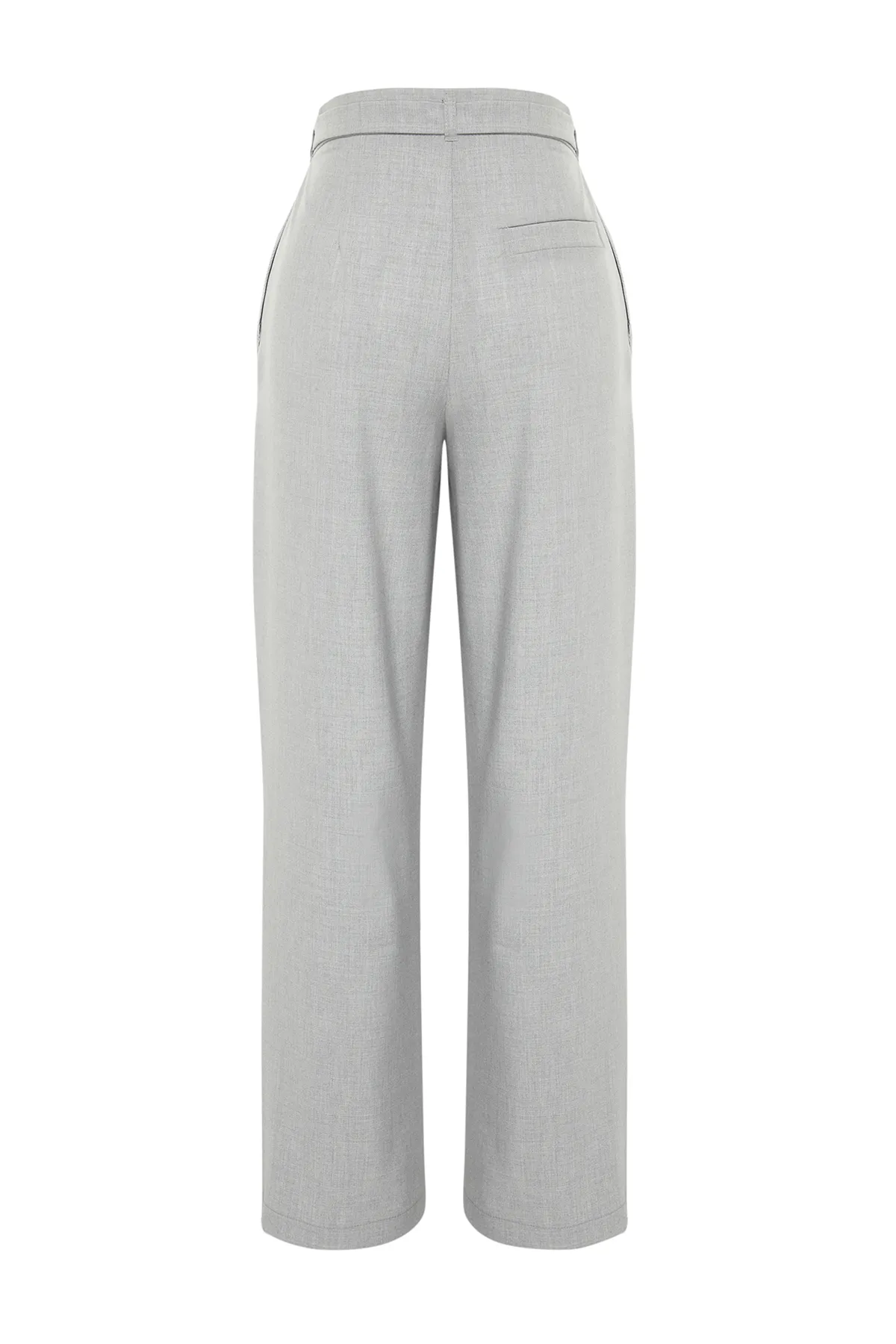 Trendyol Collection  Graue gerade geschnittene Webhose mit Gürteldetail TWOSS24PL00023