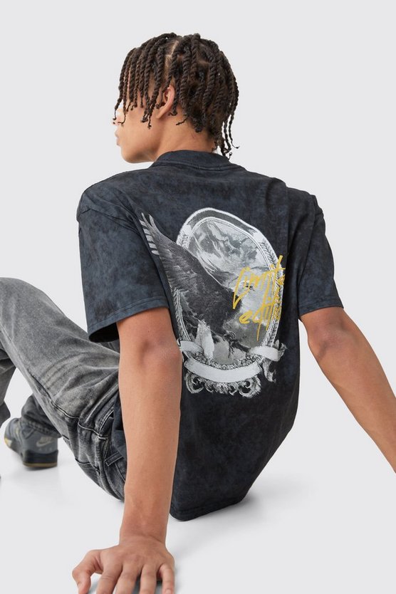 Oversize T-Shirt mit Acid-Waschung und Print
