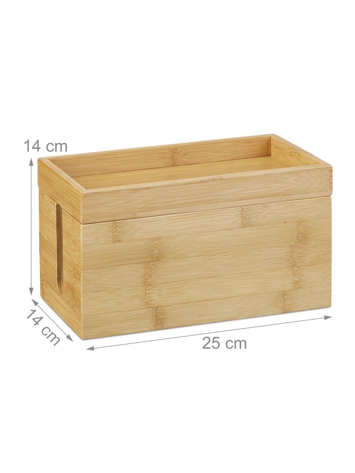relaxdays Kabelbox in natur - (B)25,5x (H)14 x (T)14 cm günstig kaufen onesize