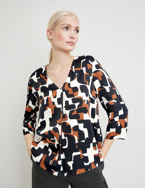 Legere 3/4 Arm Bluse mit V-Ausschnitt
