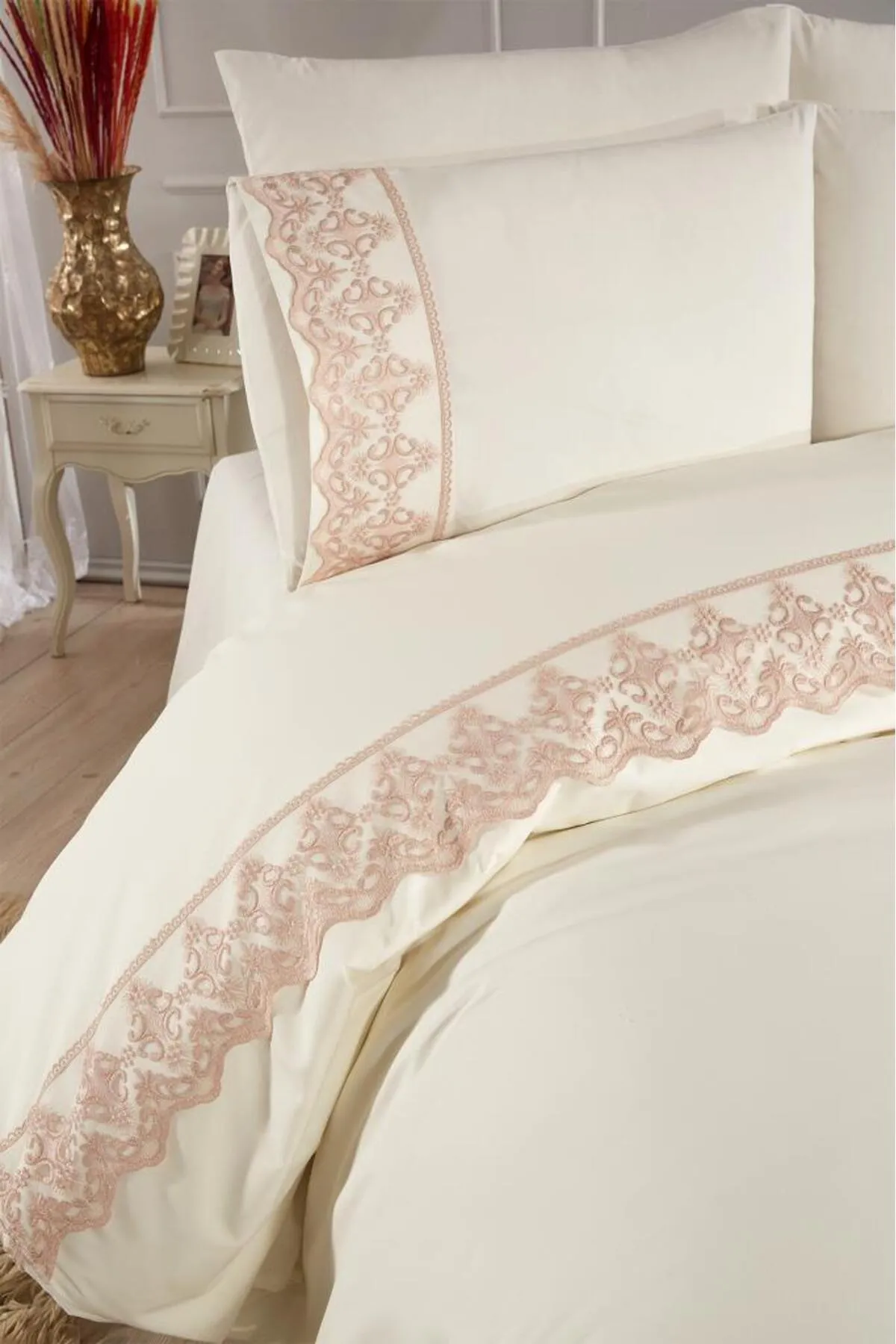 Çeyiz Diyarı  Bettwäsche Doppelbett - Beige - Gestreift