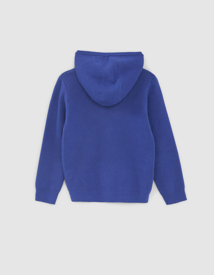 Pull bleu tricot Intarsia bouledogue garçon