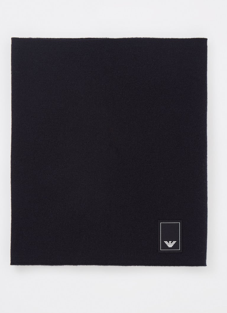 Emporio Armani Fino pleten šal s kapuco iz mešanice volne z logotipom