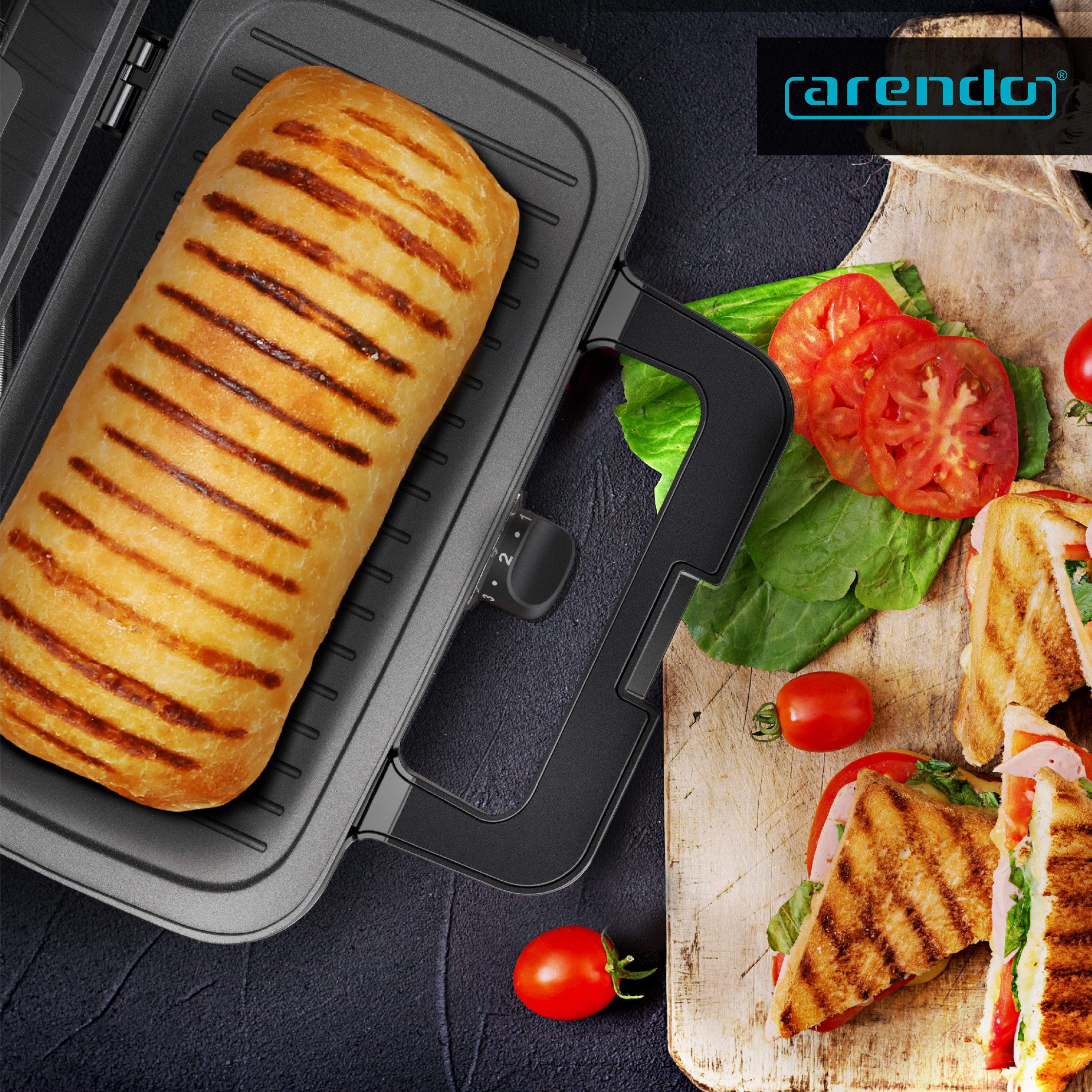 Arendo 3-in-1-Sandwichmaker, Waffeleisen & Kontaktgrill, Antihaftbeschichtete abnehmbare Platten