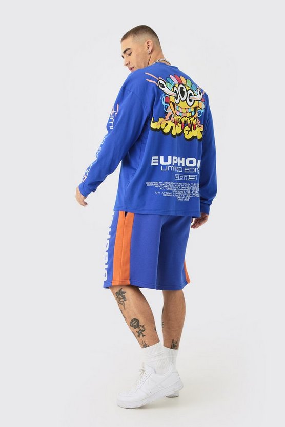 Lange Basketball-Shorts mit Euphoria-Print