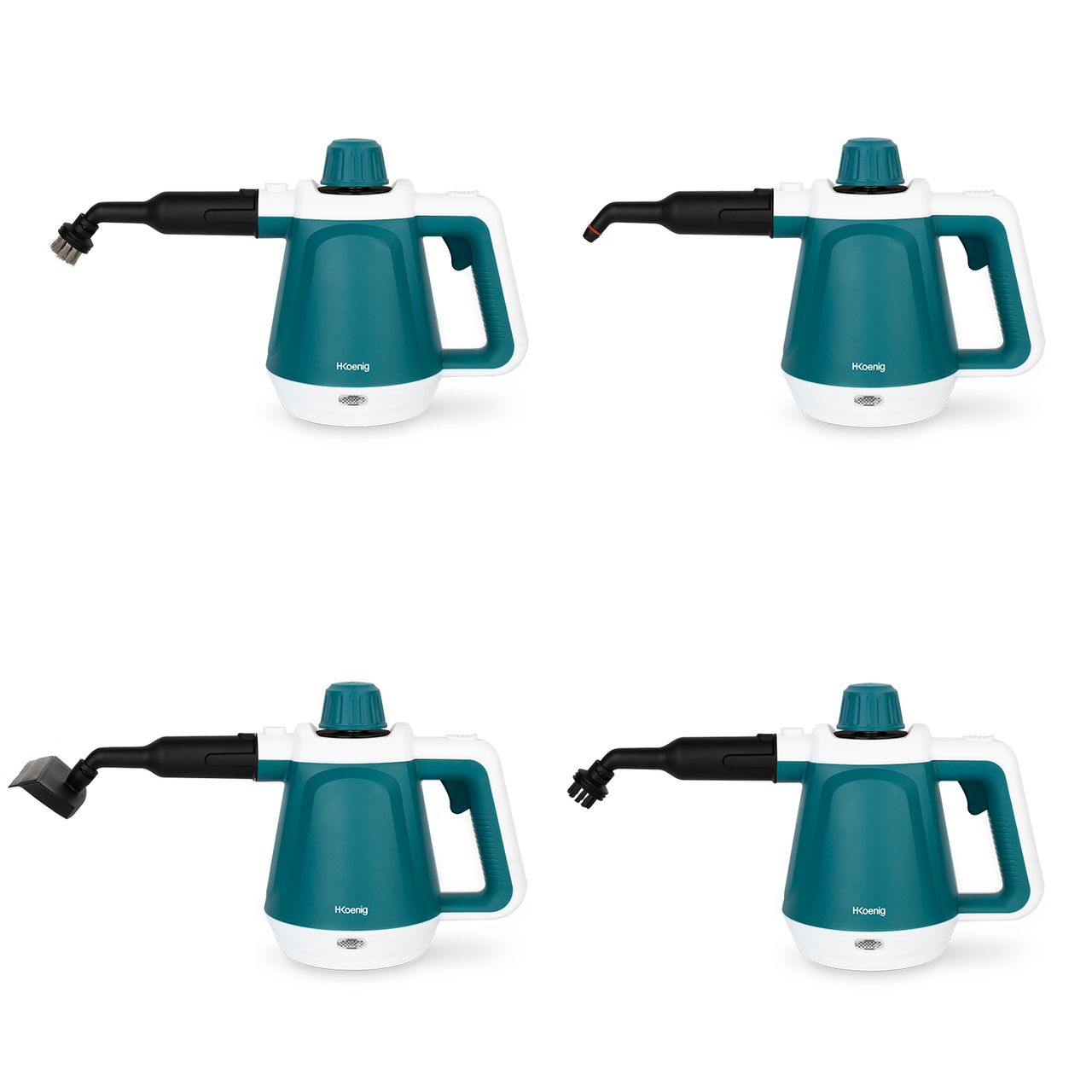 H.Koenig NV680 Handdampfreiniger 99,99% der Bakterien ohne Chemikalien, 3,5 bar, Dampf 40 g/min, bereit in 5 Minuten, 13 Zubehörteile, Fliesen, Küche, Bad, Fenster, Stoffe