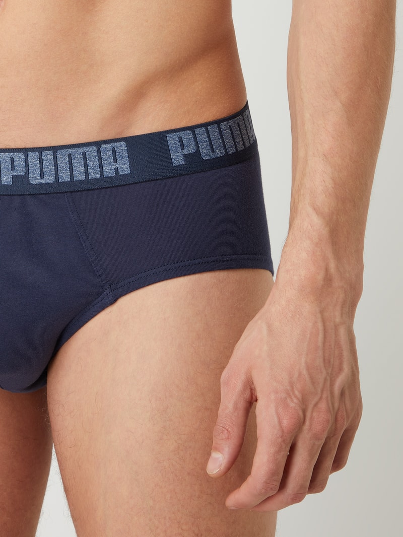 Slip mit Stretch-Anteil im 2er-Pack in blau meliert