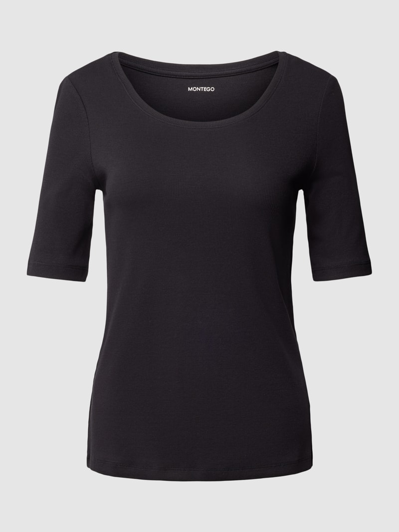 T-Shirt mit Rundhalsausschnitt Modell 'Mila' in schwarz