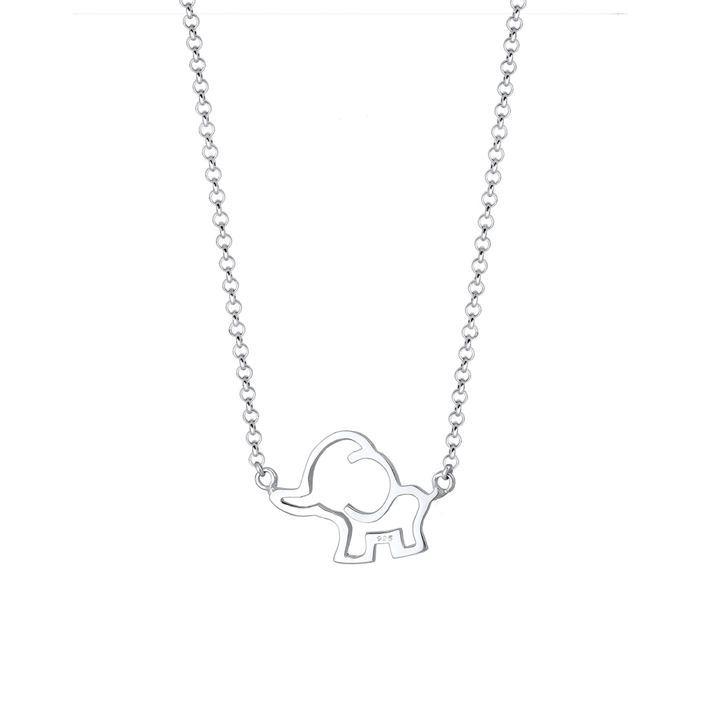 Elli Elli Collier Éléphant Collier Enfants - (925/1000) Argent collier