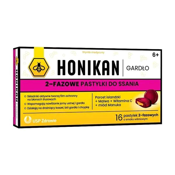 Παστίλιες Honikan Throat 2 φάσεων, γεύση κεράσι
