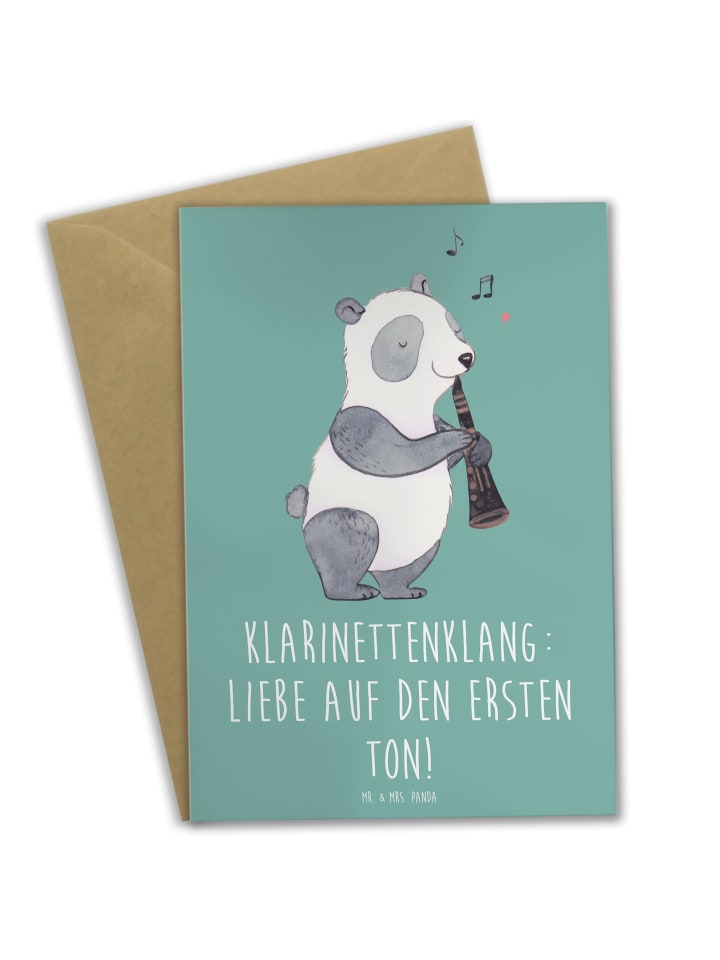 Mr. & Mrs. Panda Grußkarte Klarinette Liebe  mit Spruch in Meeresbrise günstig kaufen onesize