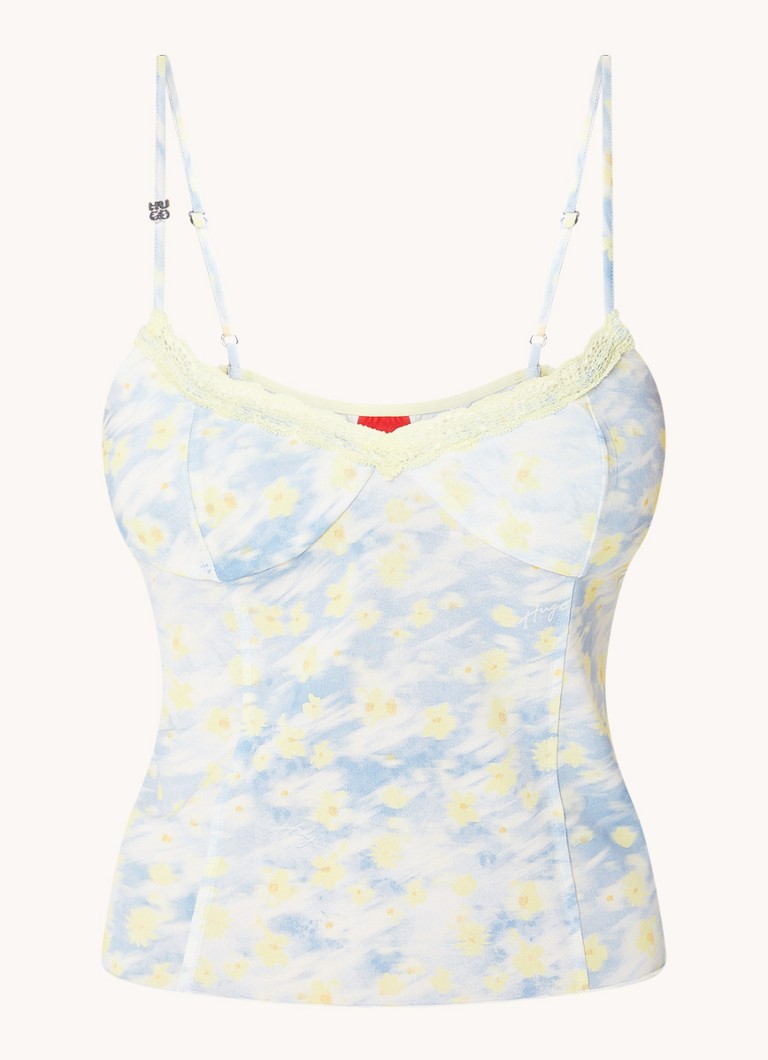Top corto con spalline sottili e stampa floreale Daladriel di HUGO BOSS.