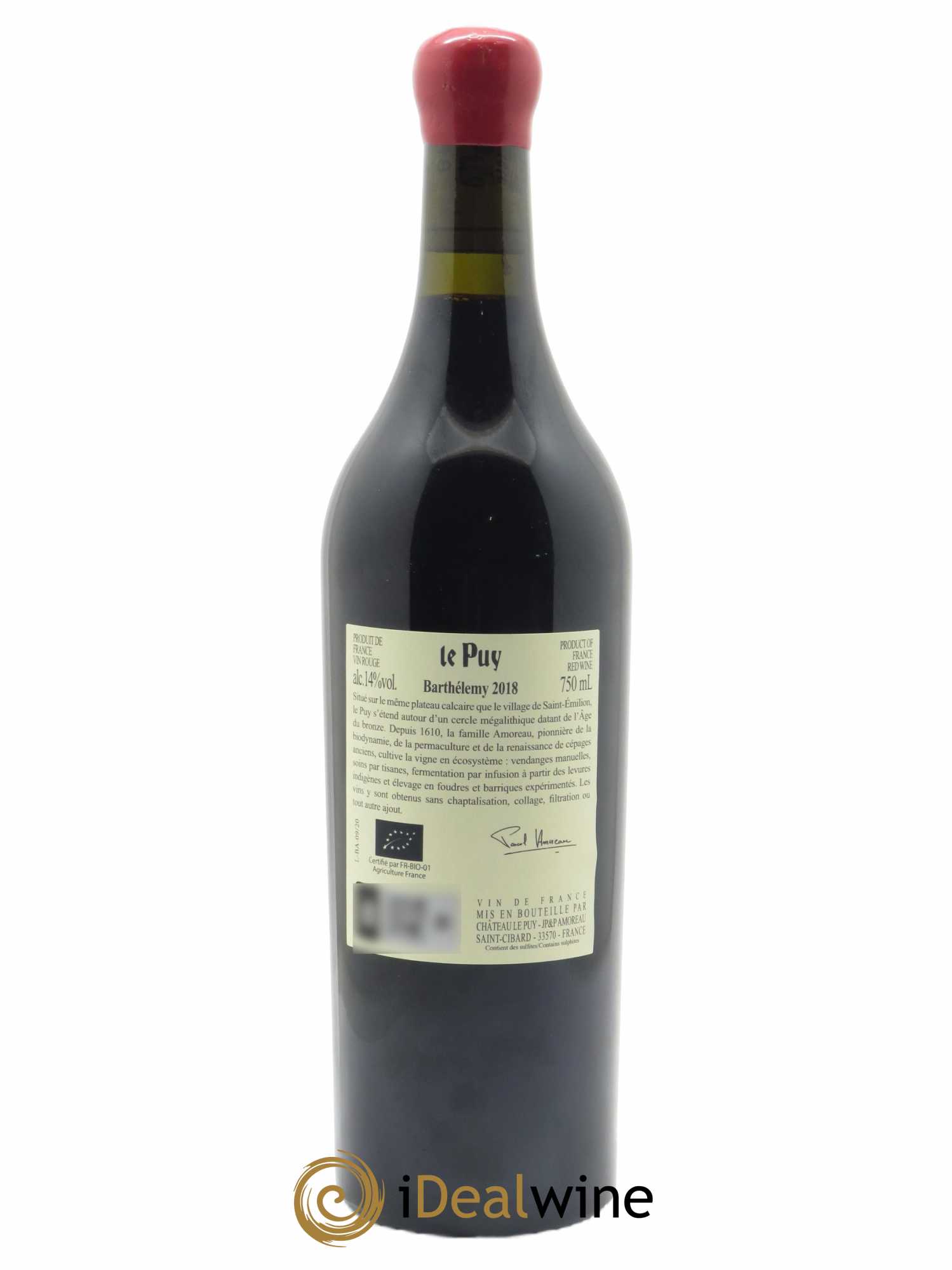 Le Puy - Cuvée Barthélemy  2018 - Lot de 1 Bouteille