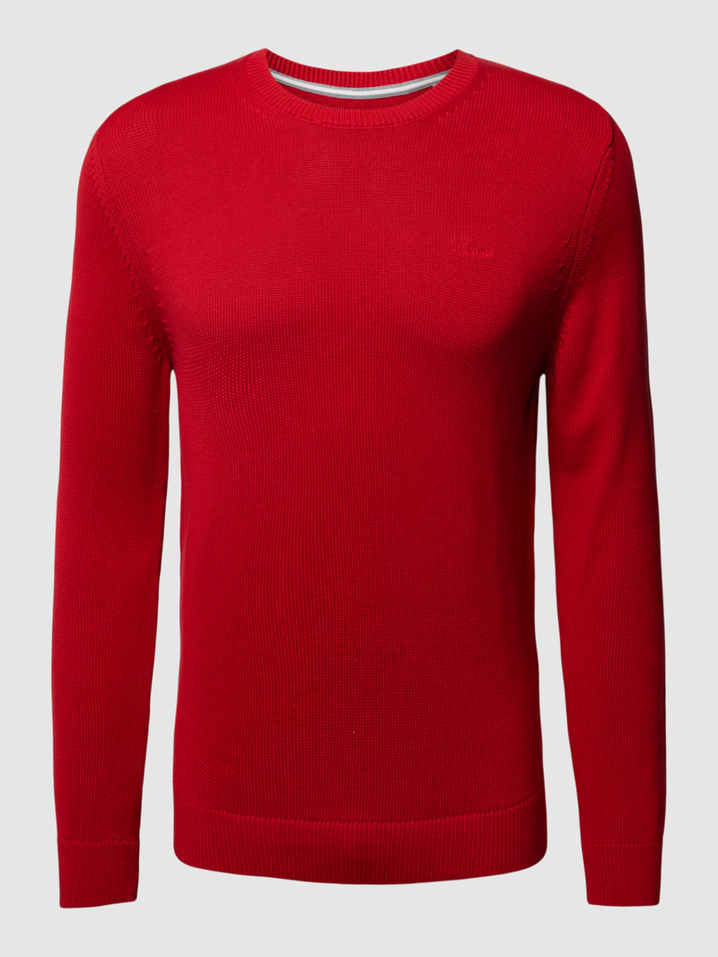 Strickpullover mit Label-Stitching in rot