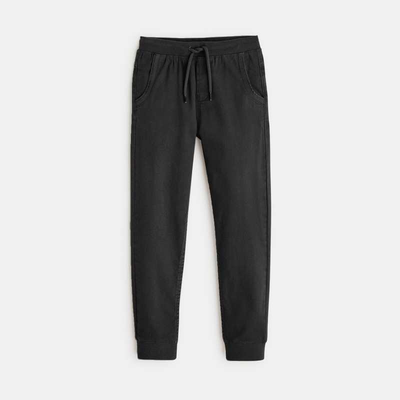 Jogpant uni en toile stretch gris garçon