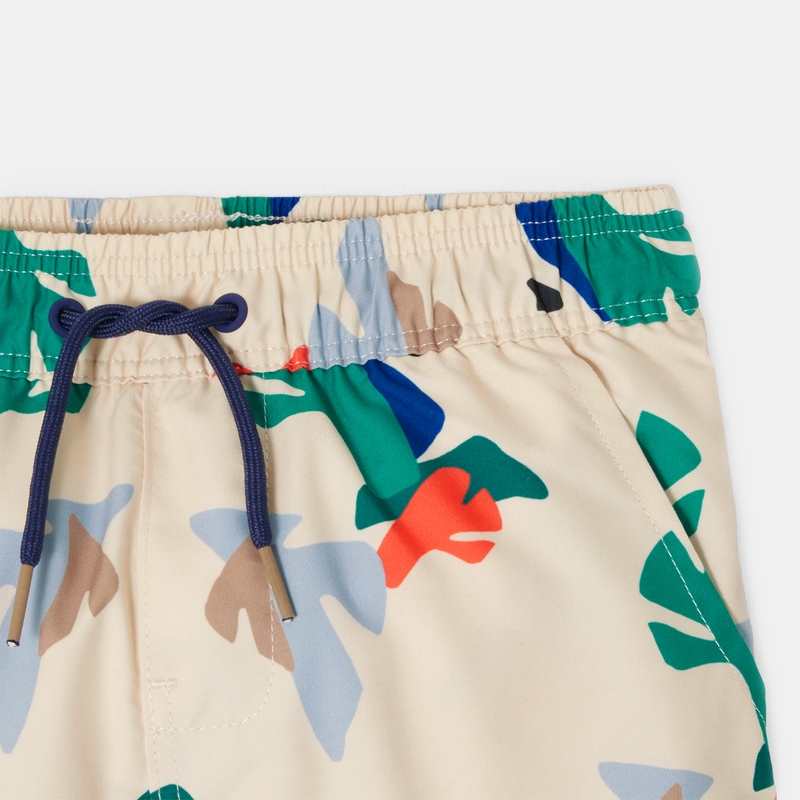 Short de bain garçon beige à motifs feuilles géométriques Catimini