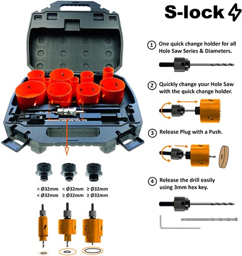 GRN Tools 551G-SET10 Jeu de 10 scies cloches bimétalliques dans un coffret (verrouillage en S)