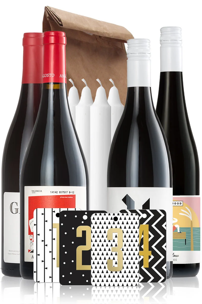 Weinflaschen Adventskranz Geile Weine Weinpaket