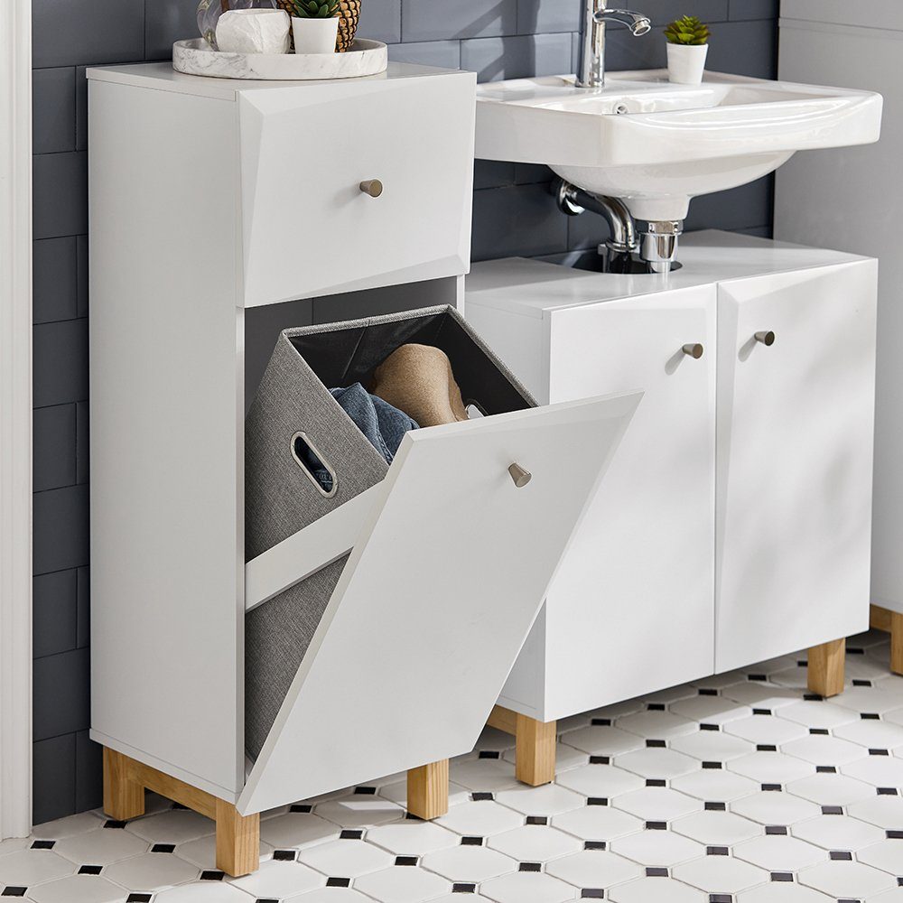 SoBuy Wäscheschrank BZR93 mit ausklappbarem Wäschesack Wäschetruhe Wäschesammler