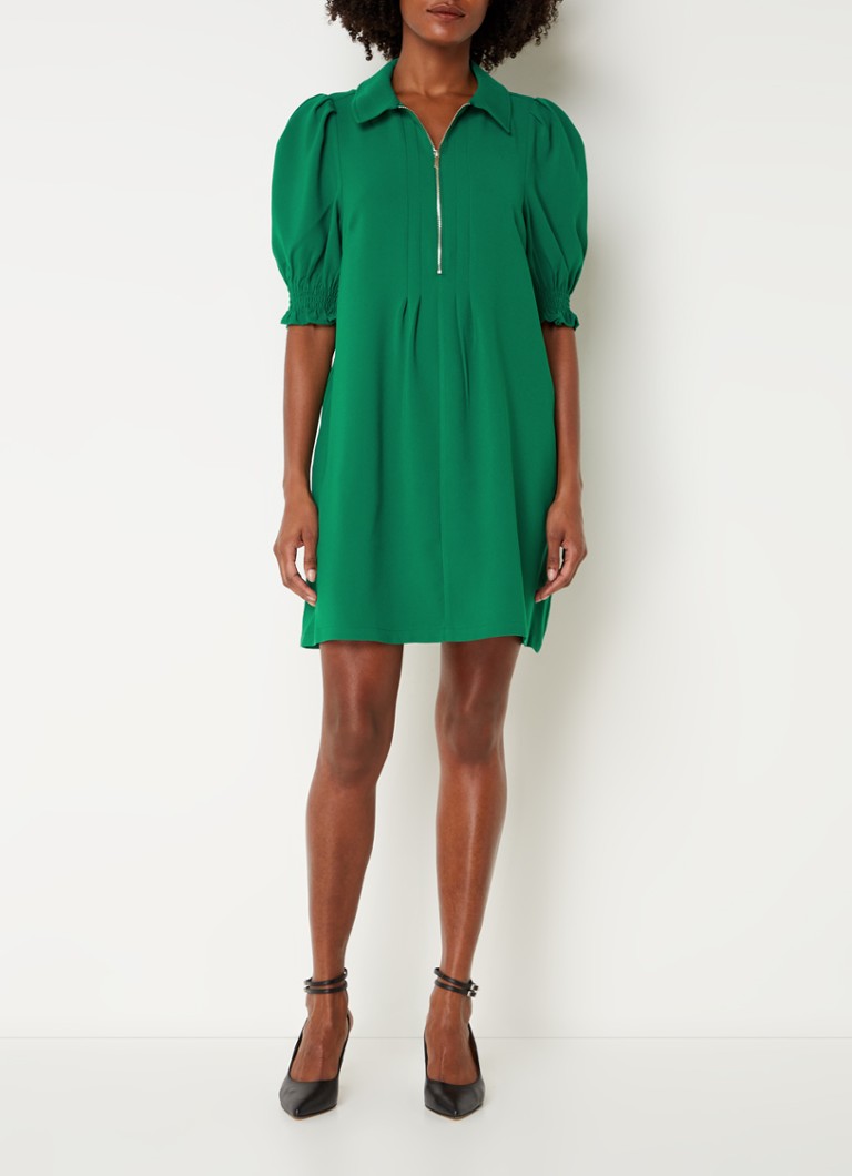 Abito corto Candice di Phase Eight, con mezza zip e maniche a sbuffo.
