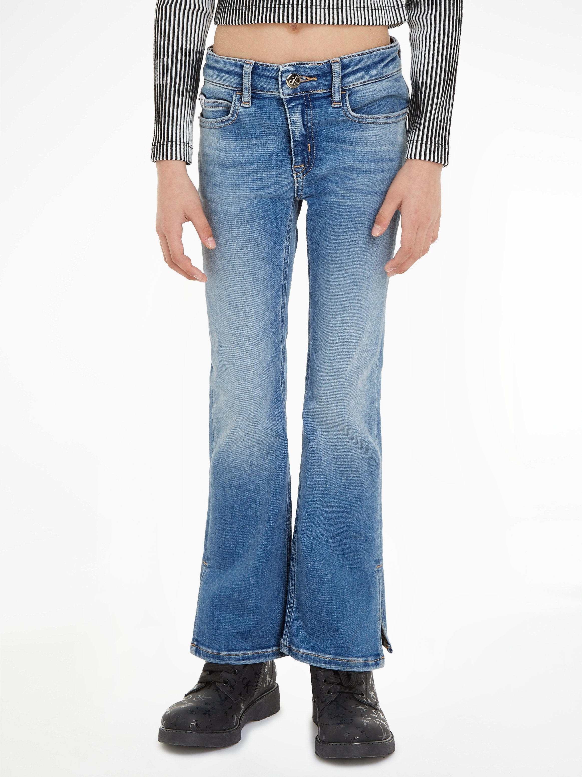 Calvin Klein Jeans Stretch-Jeans FLARE MR SPLIT VISUAL MID BLUE