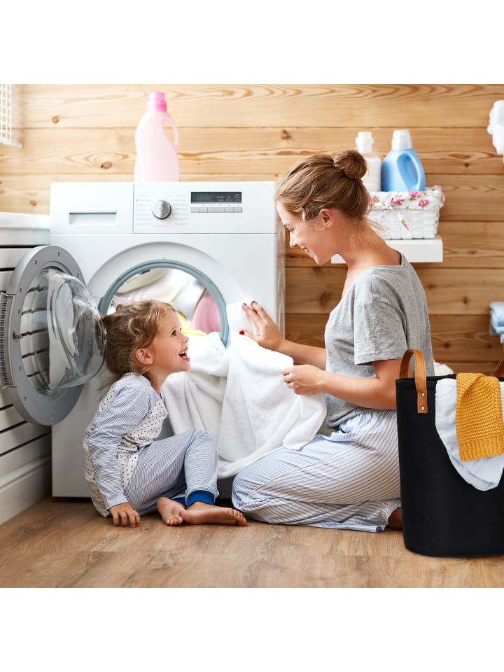 relaxdays Wäschekorb in Anthrazit - (H)45 x Ø30 cm günstig kaufen onesize