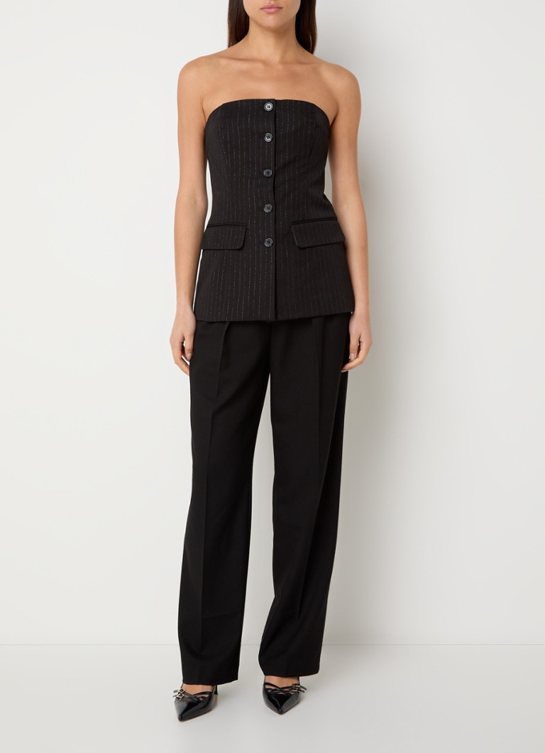 Selected Femme Feli top with pinstripe and shiny thread