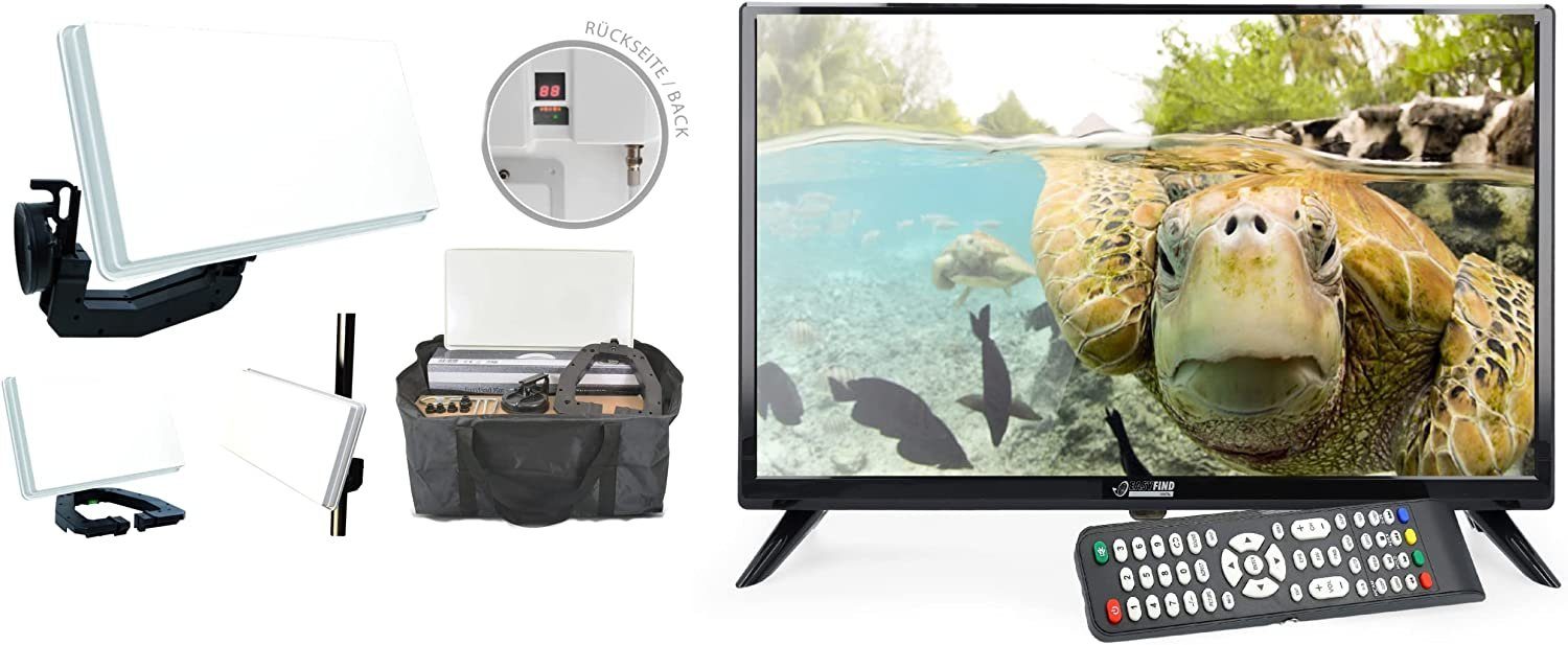 Microelectronic EasyFind Traveller Kit II TV Camping Komplettset 19 Zoll (48cm, Triple Camping Sat-Anlage
