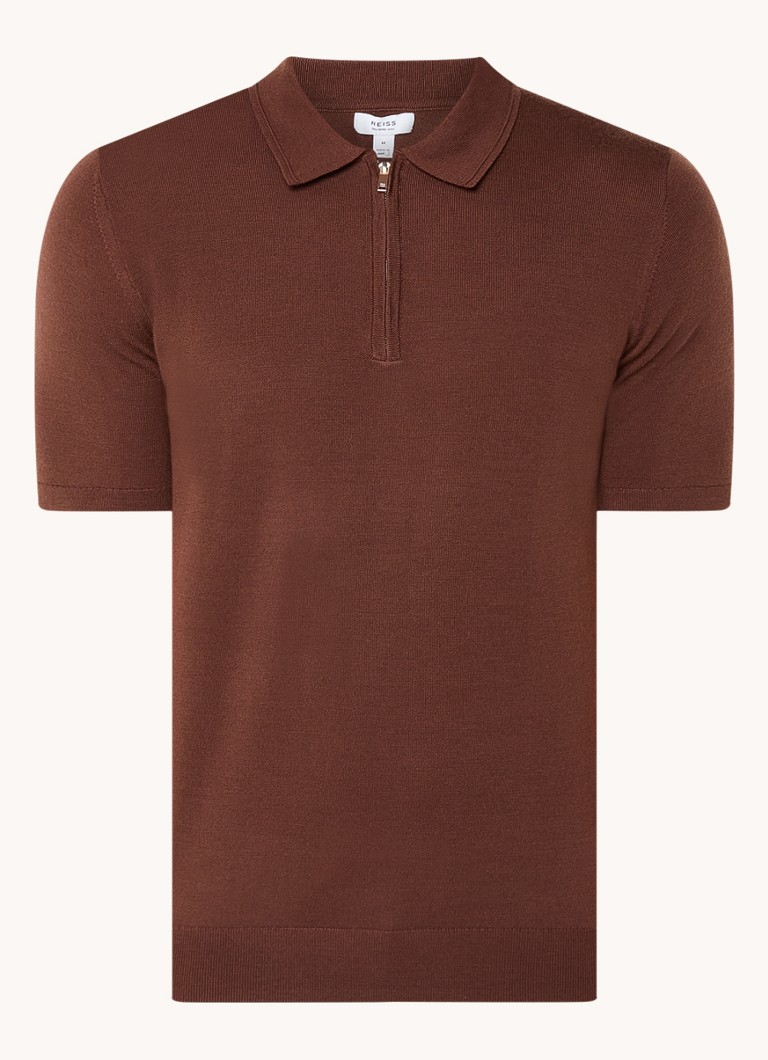 Reiss Maxwell uska polo majica od fino pletene merino vune s patentnim zatvaračem do pola
