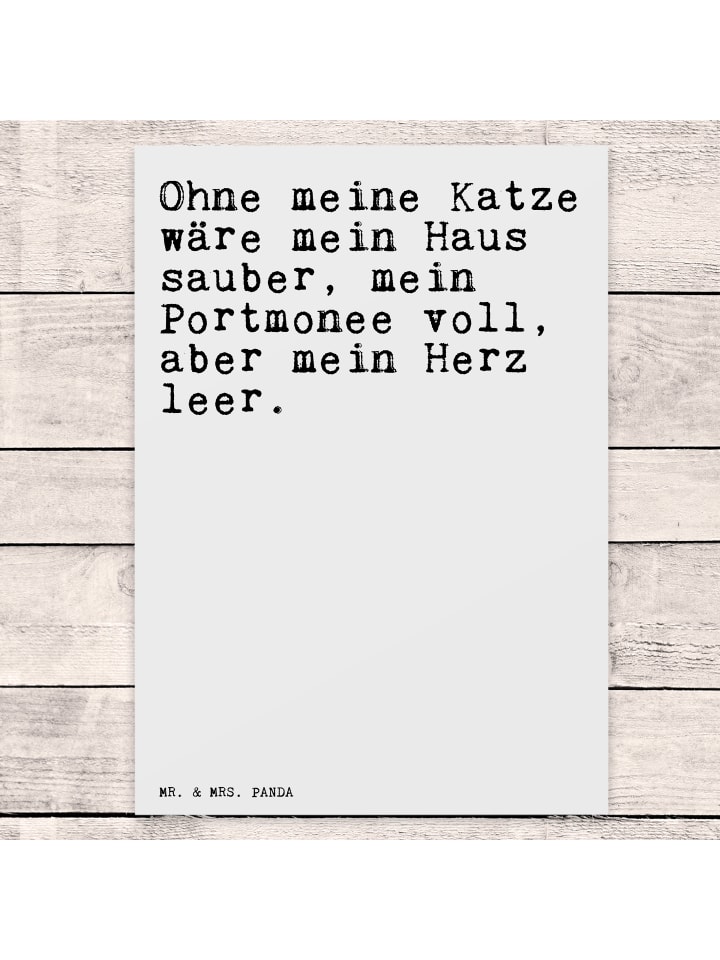 Mr. & Mrs. Panda Postkarte Ohne meine Katze wäre... mit Spruch in Weiß günstig kaufen onesize