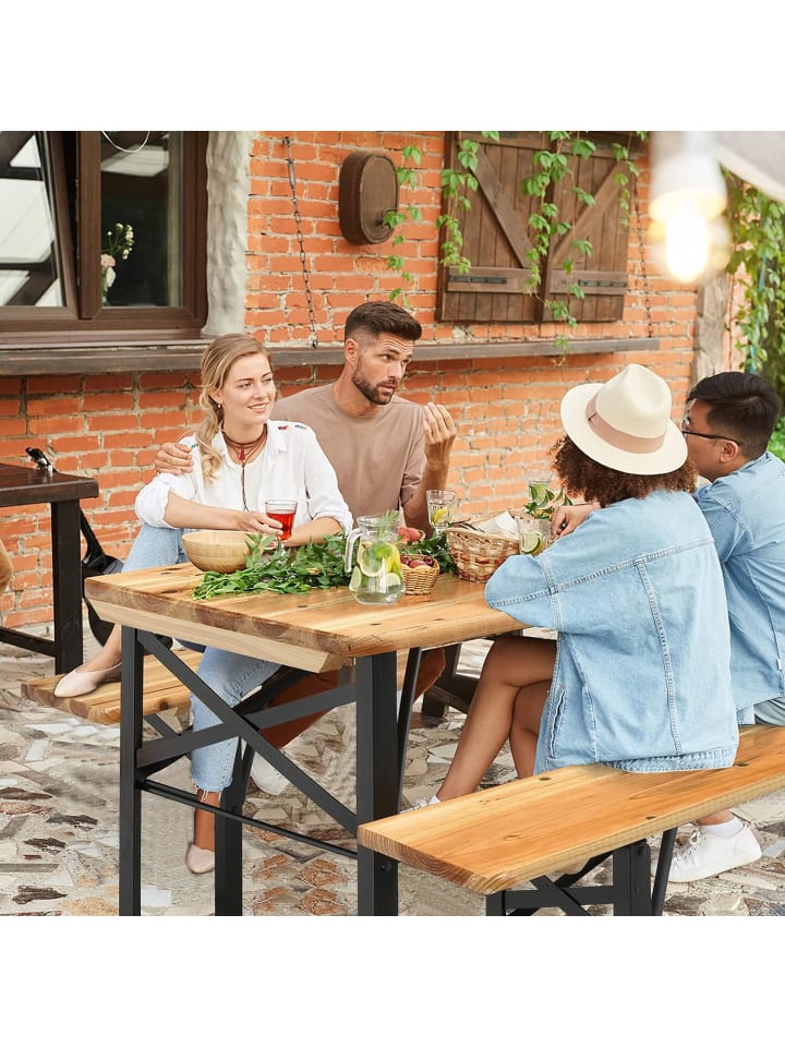 COSTWAY Picknicktisch 3tlg. Set in Braun günstig kaufen onesize
