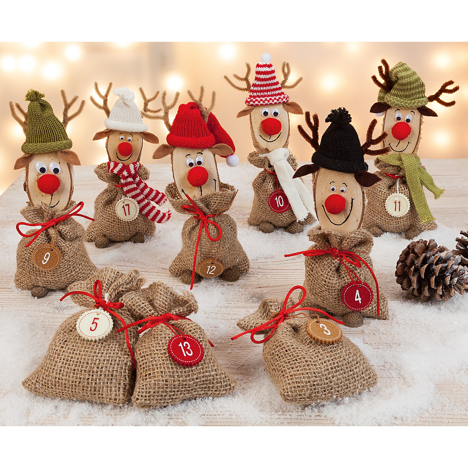 Adventskalender-Zahlen, rot-braun-creme