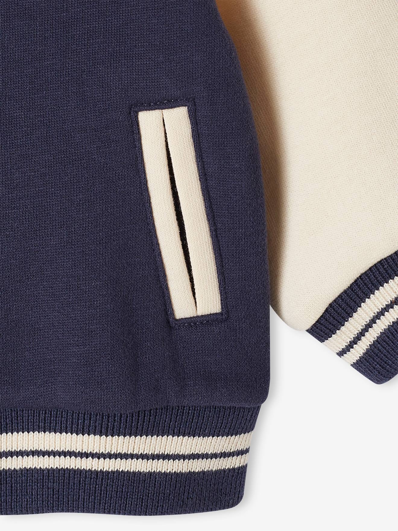 Blouson teddy bébé zippé en molleton bleu nuit