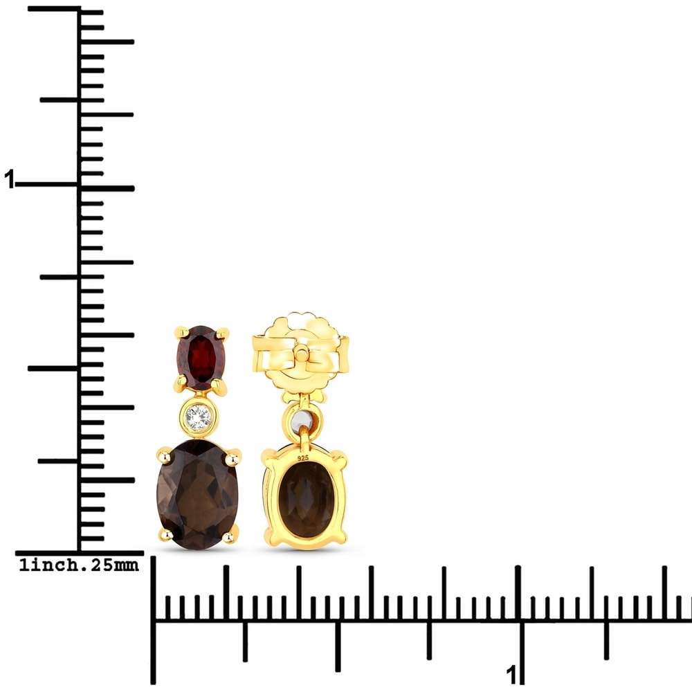 Rafaela Donata Boucles doreilles Argent sterling Quartz fumé en Or jaune Bijoux