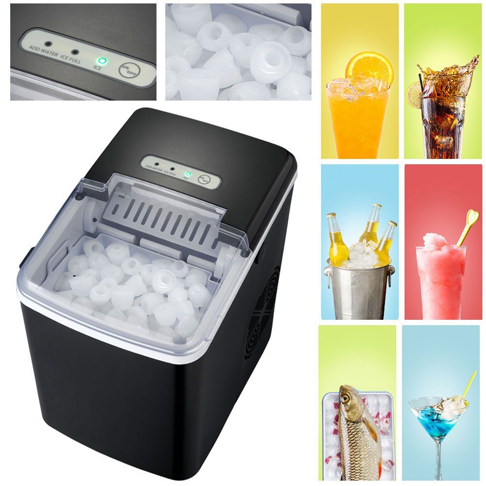 etc-shop Eiswürfelmaschine, Eiswürfel Maschine schwarz 1,85l Ice Cube Maker Leise 120W LED Anzeige