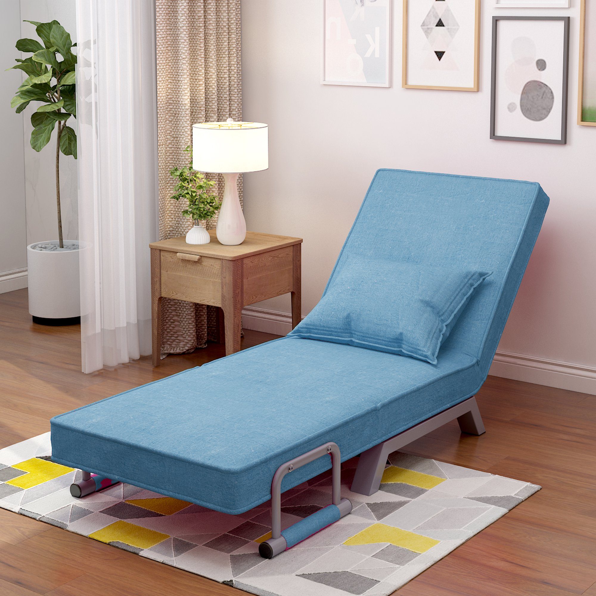 HAUSS SPLOE Schlafsofa Umwandelbarer Schlafsofa-Schlafsessel, klappbarer Sessel mit Kissen, mit Kissen, gepolsterter Sitz, Freizeit-Chaiselounge-Couch