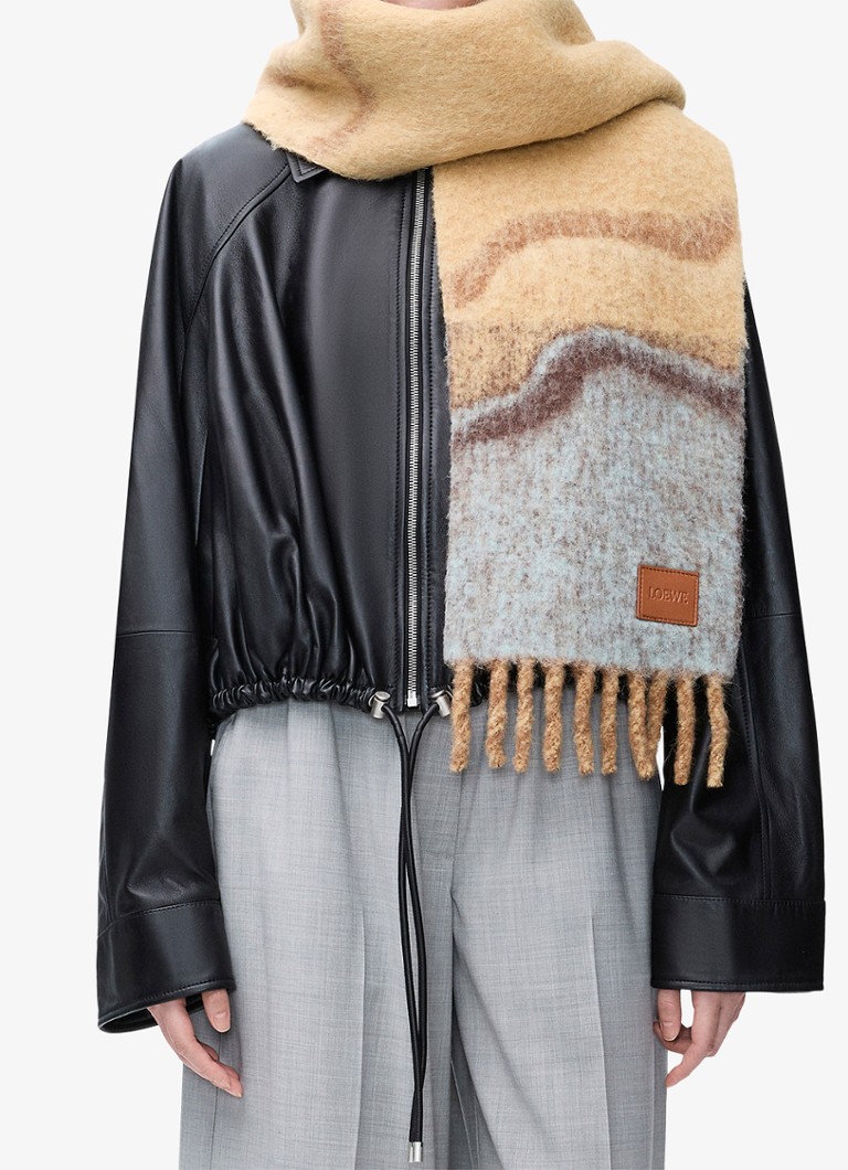 Eșarfă LOEWE cu imprimeu din amestec de lână alpaca, 185 x 23 cm