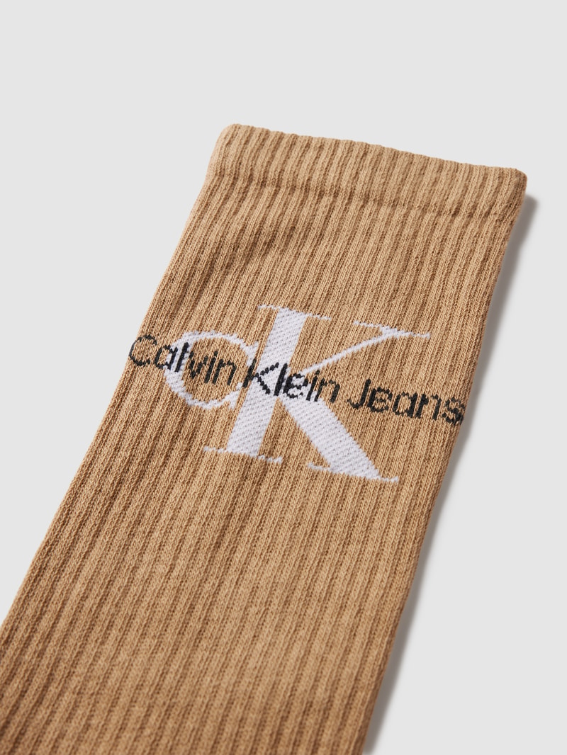 Socken mit Label-Print Modell 'SOCK' in camel