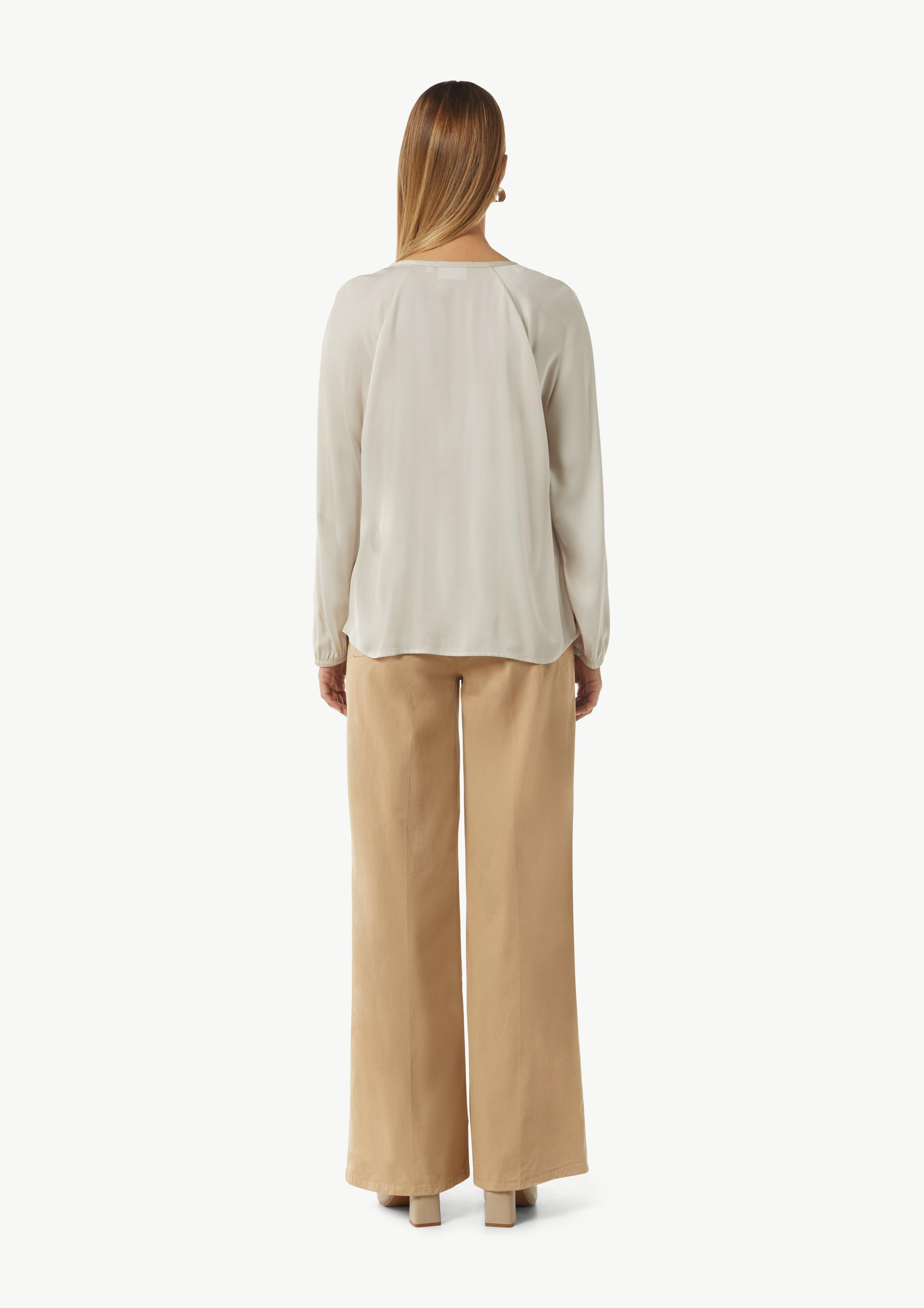 Raglan Bluse mit V-Ausschnitt - helles beige