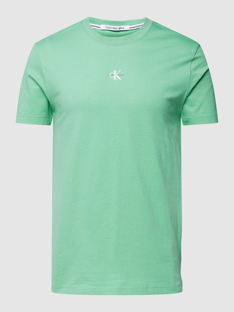 T-Shirt mit Label-Print in hellgrün