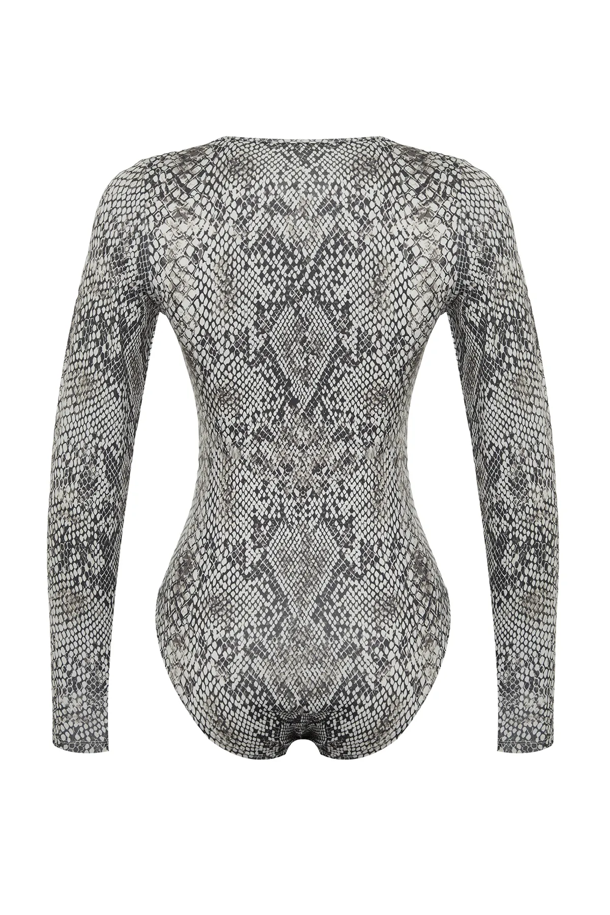 Trendyol Collection  Mehrfarbig bedruckter Strick-Body mit Herzkragen und Druckknopfverschluss TWOAW24BD00052
