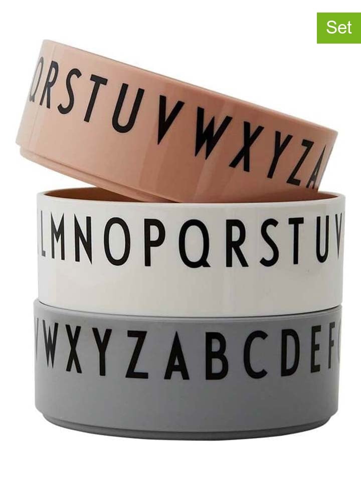 Design Letters 3er-Set: Müslischalen in Grau/ Weiß/ Hellbraun - (H)4,2 x Ø 11 cm günstig kaufen onesize