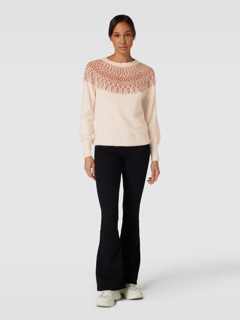 Strickpullover mit Rundhalsausschnitt Modell 'ALINA' in offwhite
