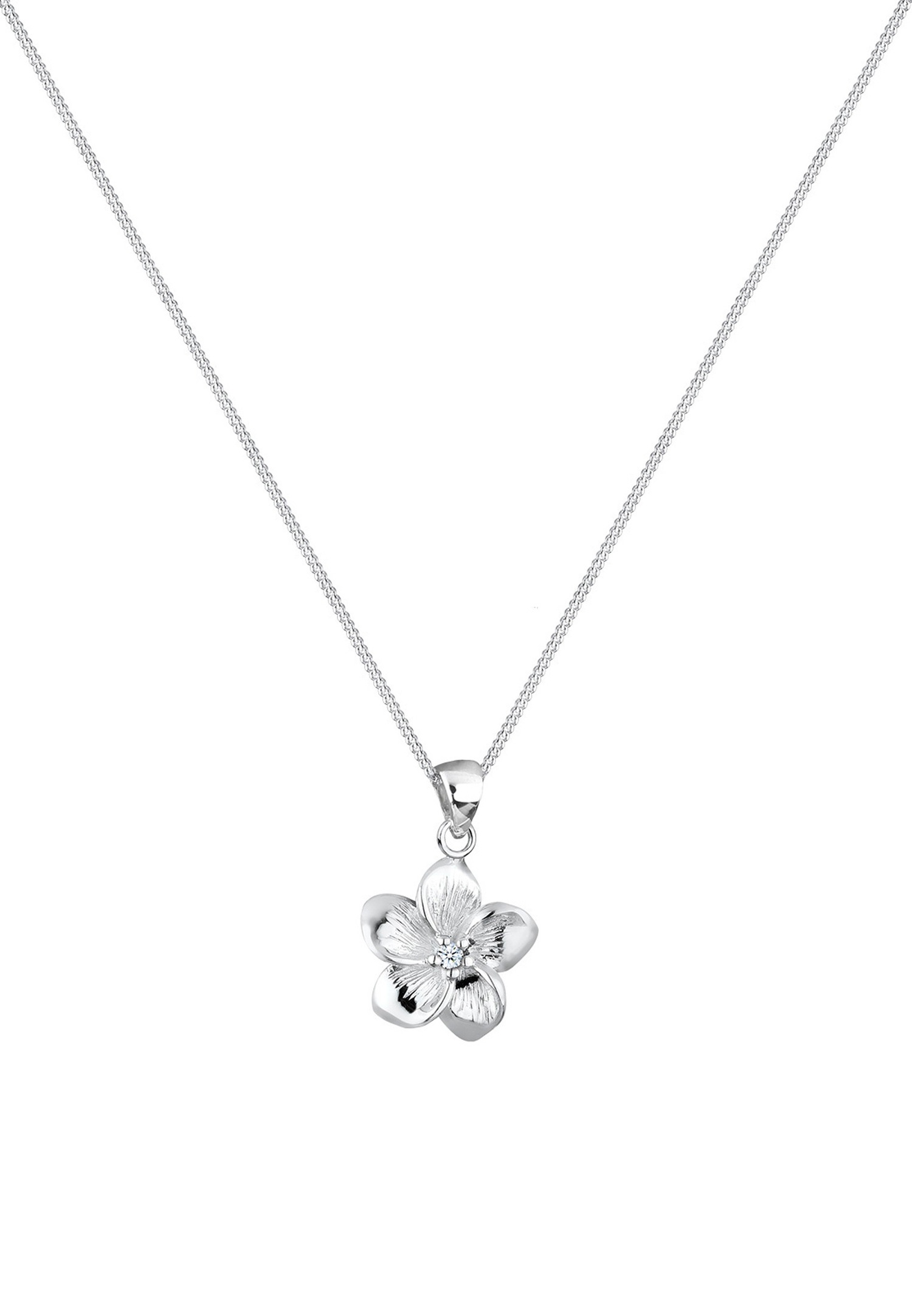 Dámský přívěsek Elli DIAMONDS s květinou frangipani a diamantem (0,03 ct) ze sterlingového stříbra 925
