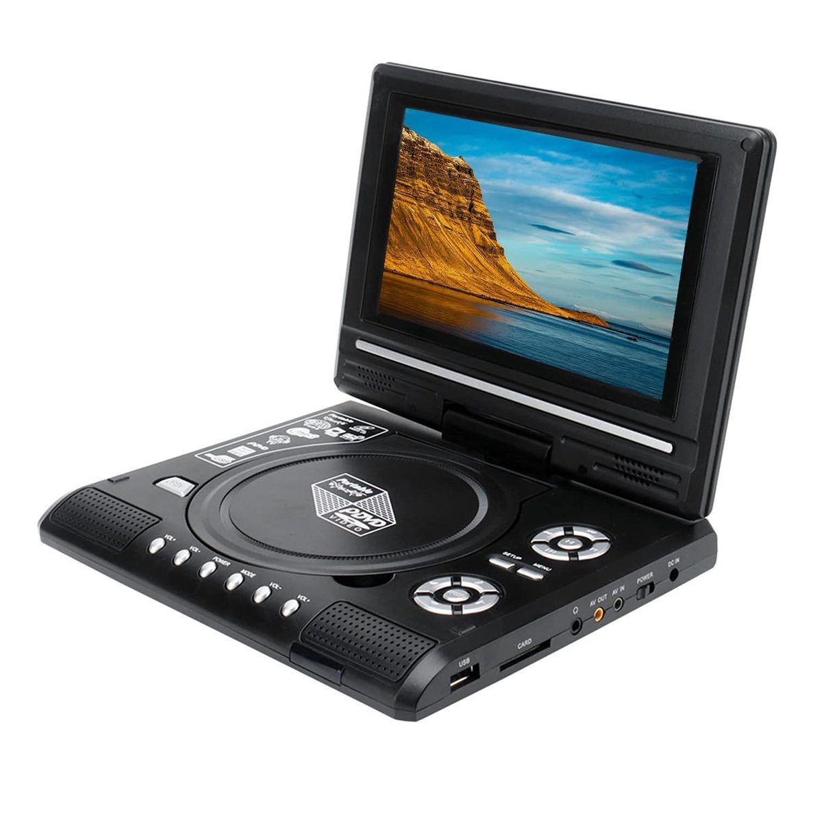 Yoyaxi Tragbarer 7,8-Zoll-DVD-Player,wiederaufladbar,Spielfunktion,AV-Ausgang Portabler DVD-Player (AVI EVD DVD SVCD VCD CD CD R RW MPEG 4, TV-Funktion)